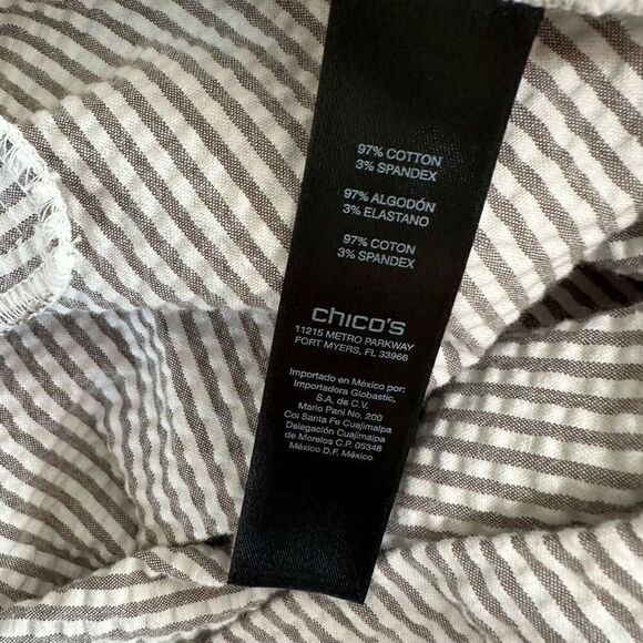 Chico’s Womens Striped Seersucker Capri Trouser Pants Beige White Medium - Picture 9 of 10